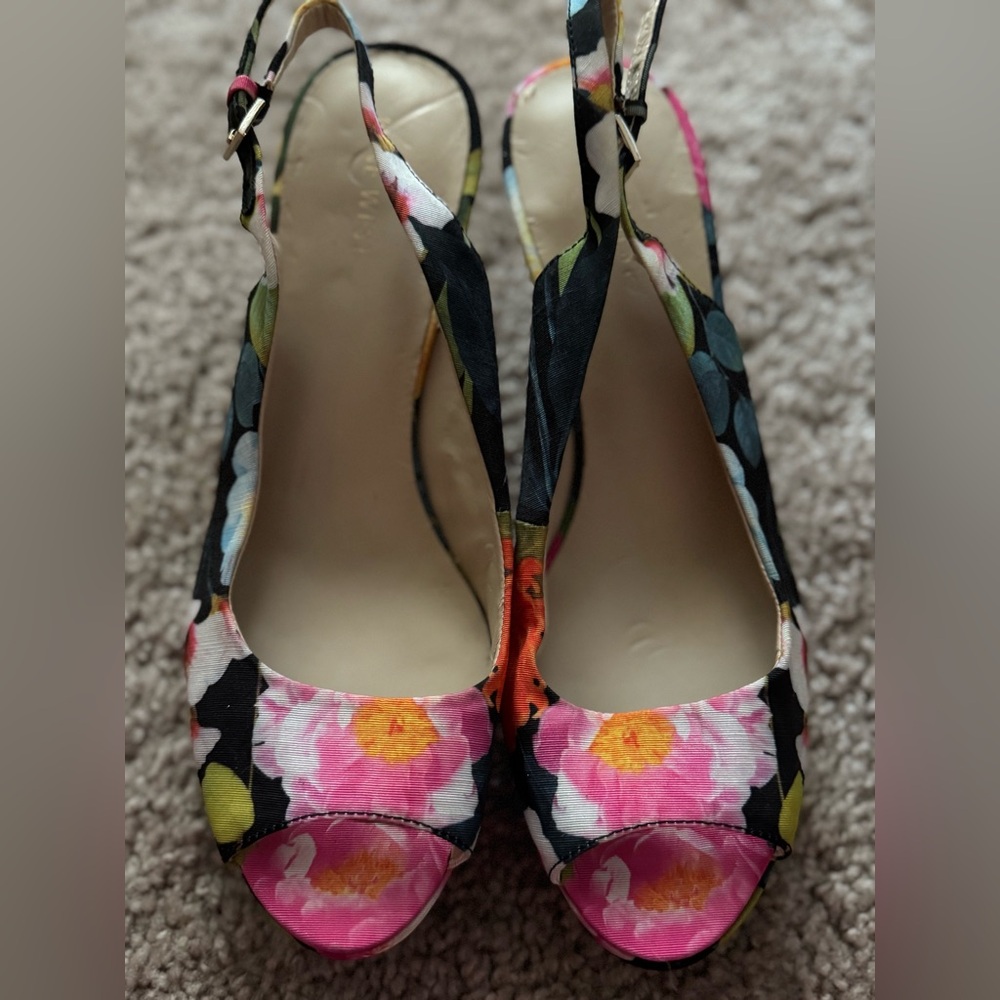 Nine West Multicolor Floral Slingback Heels